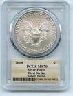 2019 $1 American Silver Eagle 1oz PCGS MS70 First Strike Robert Parish