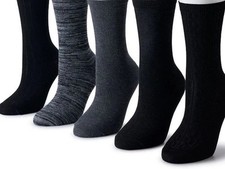 Women  s Sonoma Goods For Life 5 Pack Black Knit Crew Socks. Sizes 9-11.
