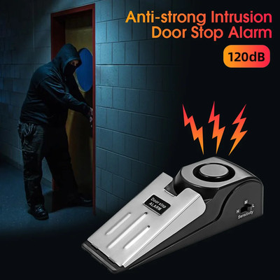 Wireless Door Stop Alarm System 120Db Loud Home Security Anti-Theft Door Block S