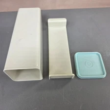 Vintage Tupperware Velveeta Block Cheese Keeper Almond W Blue Lid #1696 EUC