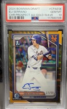 2024 Bowman Draft Chrome Prospect Eli Serrano Gold Wave Refractor Auto /50 Mets