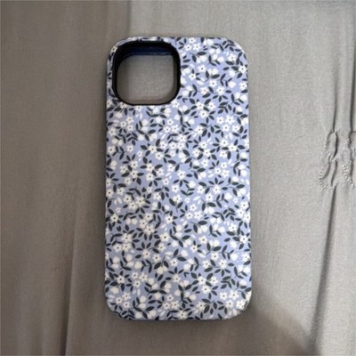Casely Blue White Floral Pattern Hard Case for iPhone 15 (Bold+MagSafe)