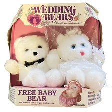 Vintage Commonwealth Wedding Bears Bride Groom Teddy Bears In Original Box 1985