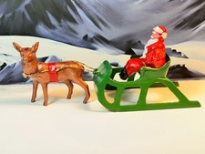 Barclay Santa With Bag of Toys at side, in Sleigh, with Reindeer, Winter Series