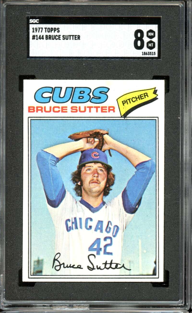1977 Topps #144 Bruce Sutter RC/Rookie Cubs a HOF SGC 8 NM-MT