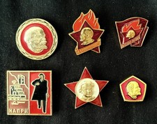 Lot of (6) Vintage Soviet Union Era Vladimir Lenin Communist Party USSR Pins