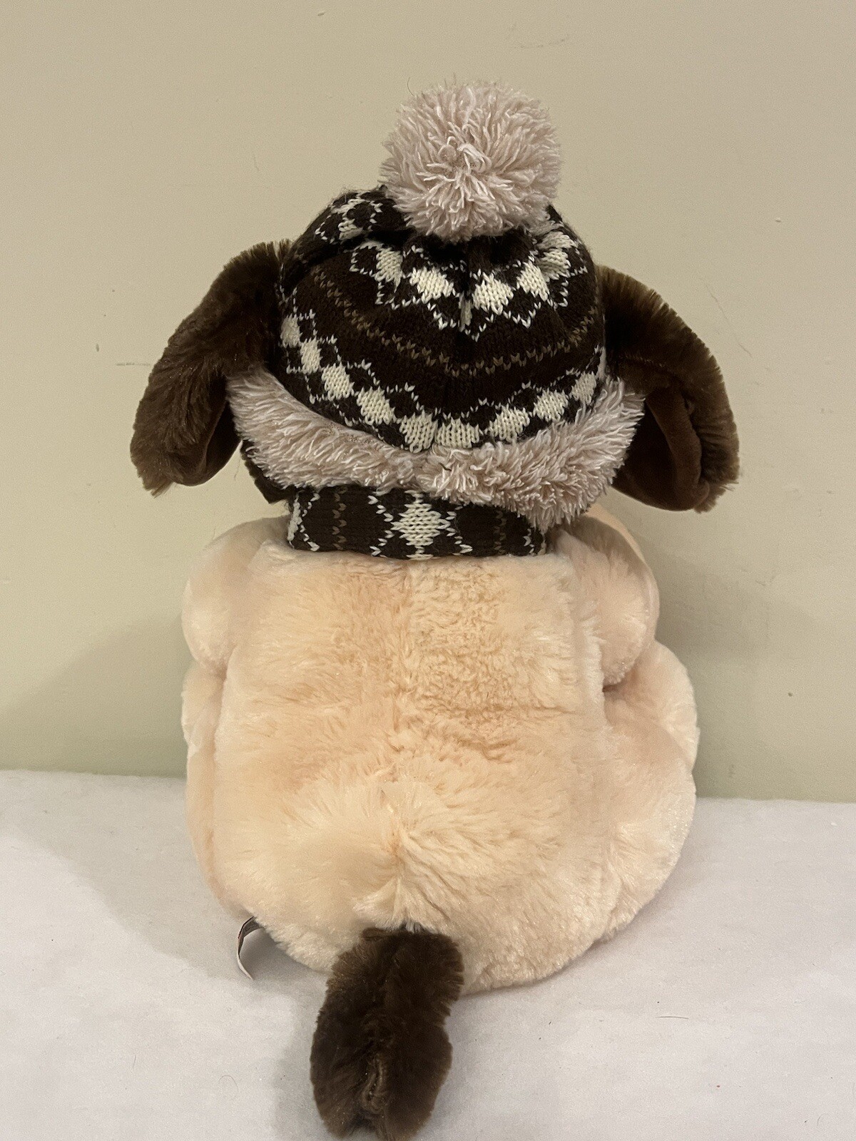 Hugfun International Dog Wearing Scarf & Hat Plush Brown Soft Toy Stuffed Animal