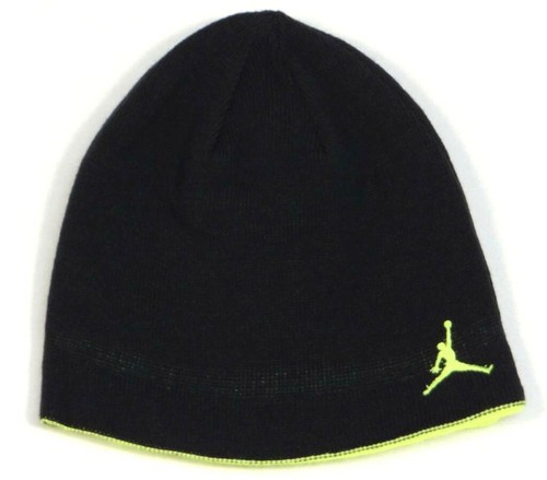 Nike Jordan Jumpman Reversible Black \u0026 Volt Beanie Skull Cap Youth Boy's 4-7 Nwt