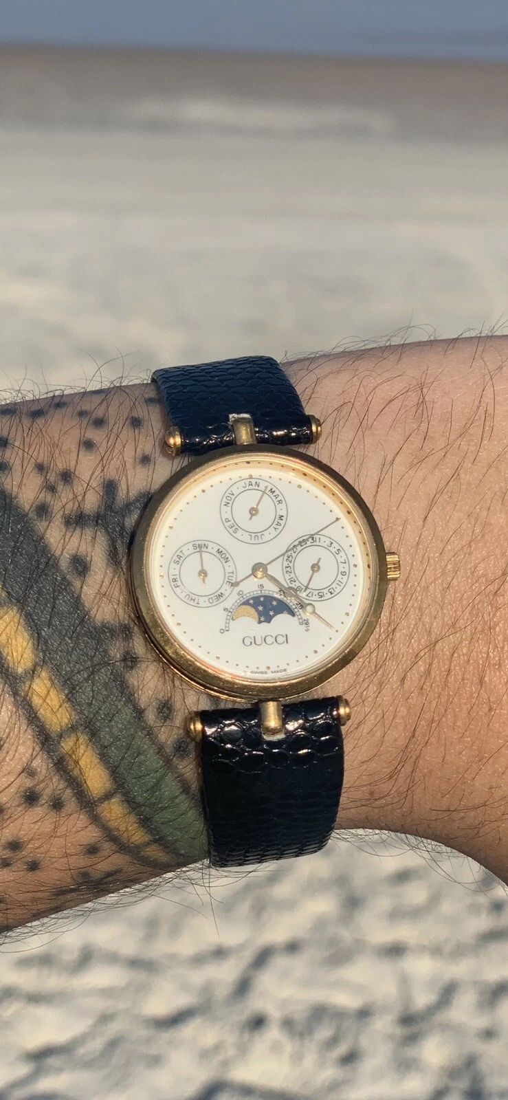 Montre Vintage Gucci 2000M Triple Calendrier Phase de Lune