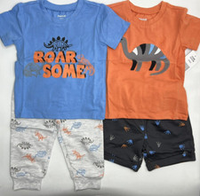 Boys Size 12M Pekkle 4-Piece Set Outfits T-Shirts Pant Short Sets Dinosaurs
