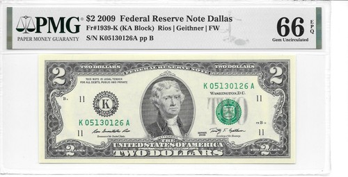 2009 Dallas $2 FRN (KA Block) PMG 66 EPQ Gem Uncirculated - Picture 4 of 12
