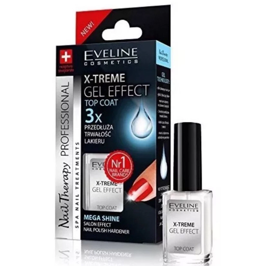 Eveline XTreme Gel Effect Nail Polish Hardener Top Coat with Liquid