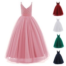 New Long Party Wear Princess flower girl dresses Wedding Tulle Kids Clothes