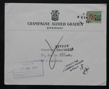 A / Enveloppe publicitaire - Epernay , Champagne Alfred Gratien 1966 + Préo ...