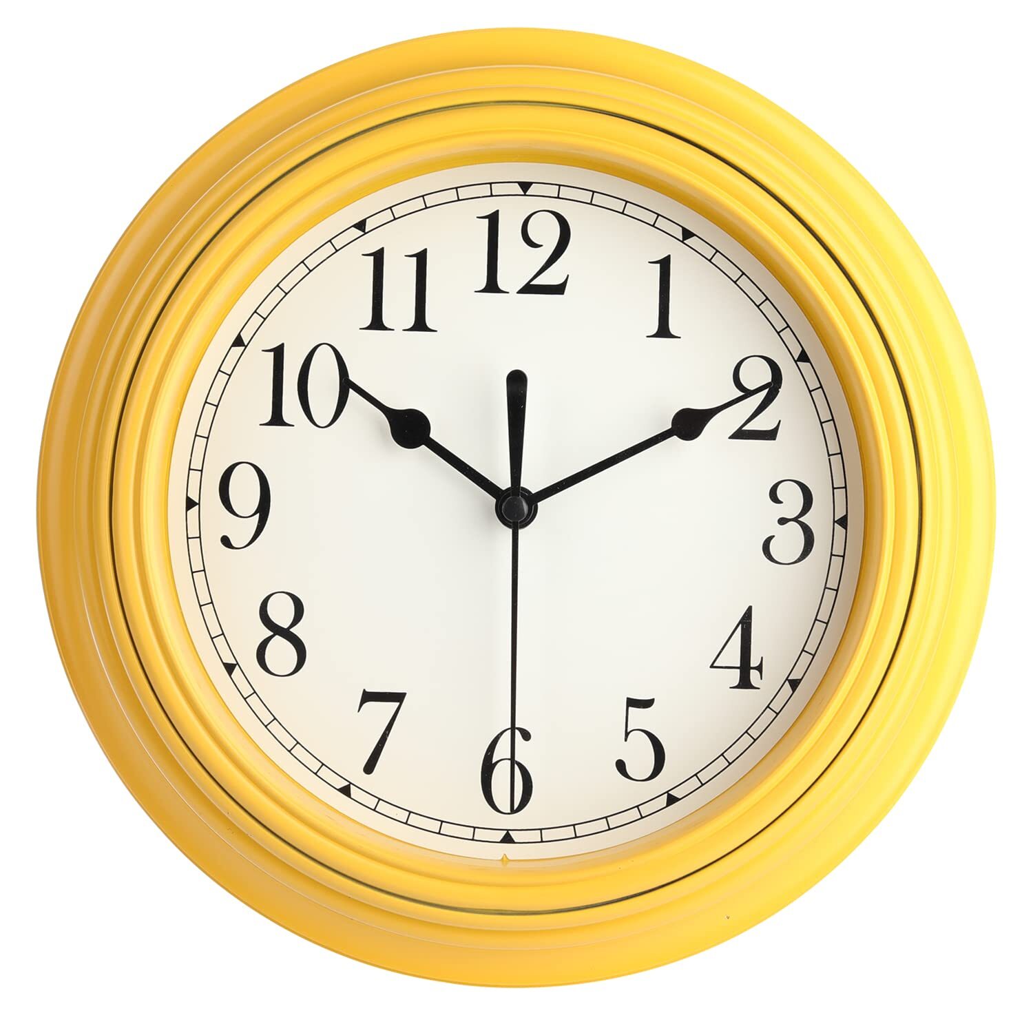 Silent Wall Clock 9" Retro Yellow Non-Ticking Decorative Clo