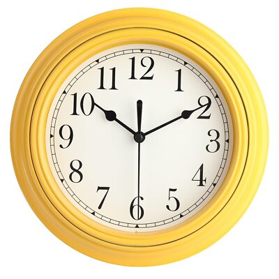 Silent Wall Clock 9'' Retro Yellow Non-Ticking Decorative Clock for Kitchen