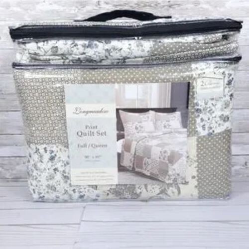 Longmeadow Full Queen Quilt Set Beige Blue - Picture 2 of 3