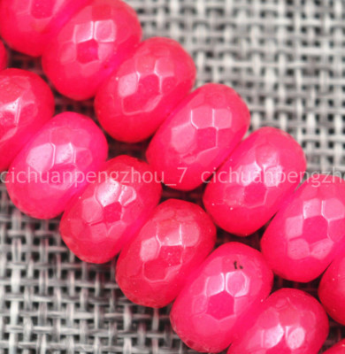 15 Strands Of Natural Red Jade Gemstone Rondelle Beads - 6x10mm Faceted, Loose For Jewelry 11 thumbnail image