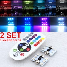 Festoon 31MM DE3425 DE3157 RGB LED Roof Dome Interior Light Bulbs Remote control