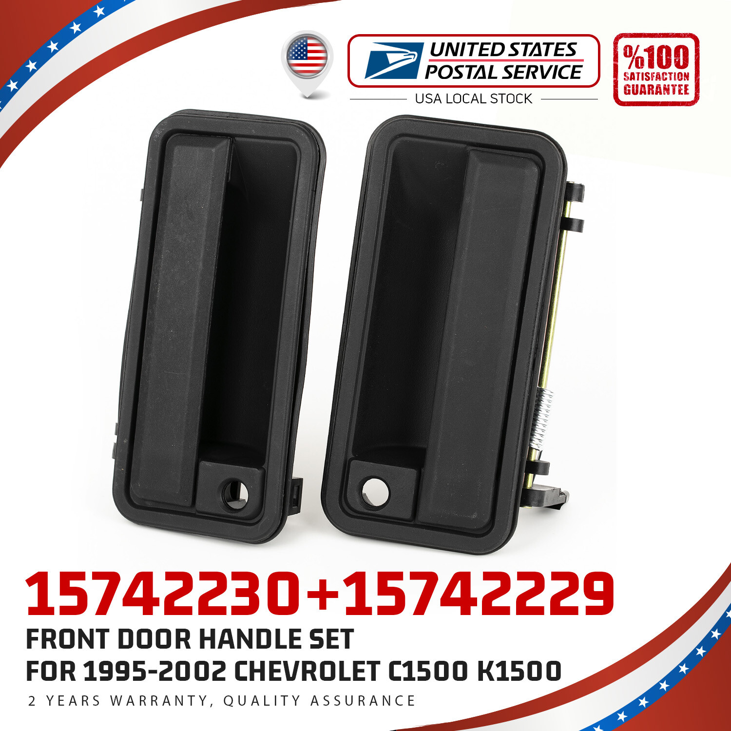 Black Exterior Door Handle Pair Set for Pickup Trucks