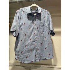 Tommy Bahama Parrot Pattern Cotton Button Up Shirt Size XL