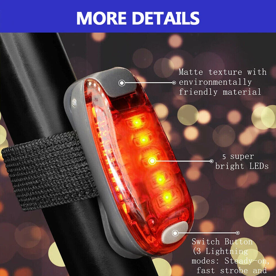 1-8 PIEZAS LED Luz de Seguridad Nocturna Clip En Luces de Correr Estroboscópicas para Advertencia de Ciclismo Foto 4 de 4