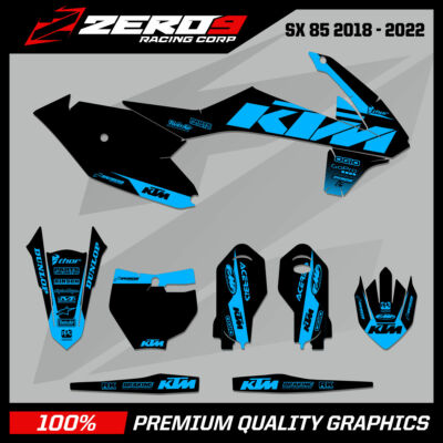 KTM Motocross Grafikkit: SX 85 2006 - 2022 MX Grafikblock SCHWARZ/OLY-BLU