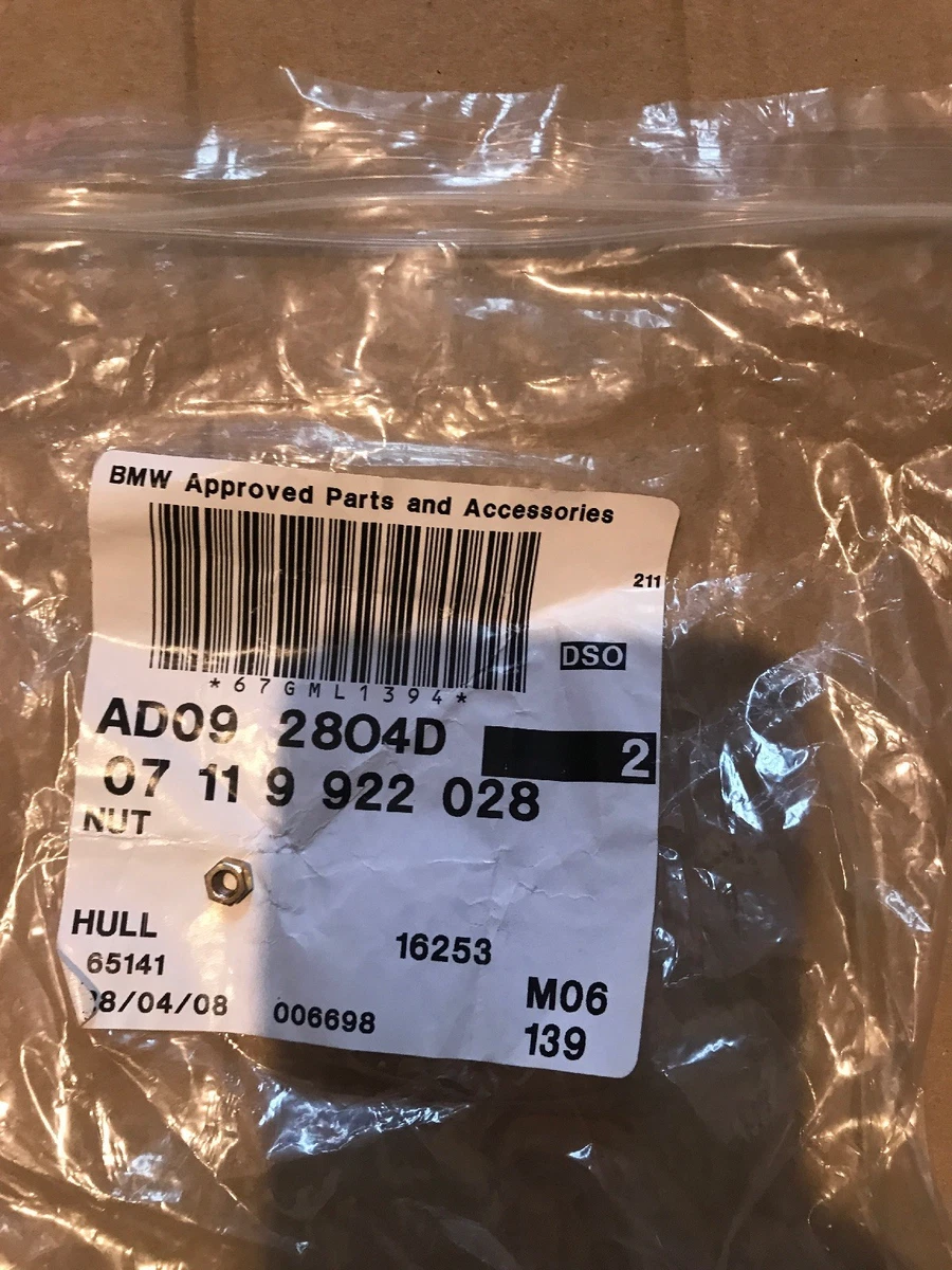 Genuine BMW Hex nut, M4 x2 07119922028 | eBay
