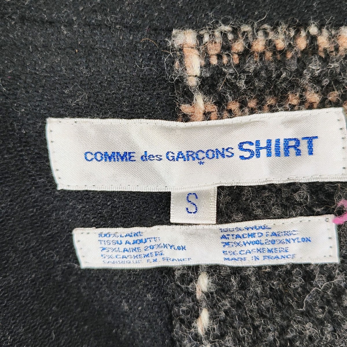Comme Des Garcons SHIRT Hooded Toggle Closure Wool Patchwork