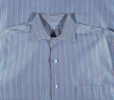 Loro Piana Multicolor Stripe Spread Collar Handmade Shirt Mens Sz 17
