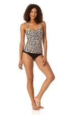 Anne Cole Women's Standard Solid Twist Front Shirred Bandeau Tankini Swim Top,