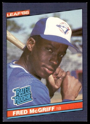 1986 Leaf Baseball Card Fred McGriff RC Blue Jays #28 EX-MT+