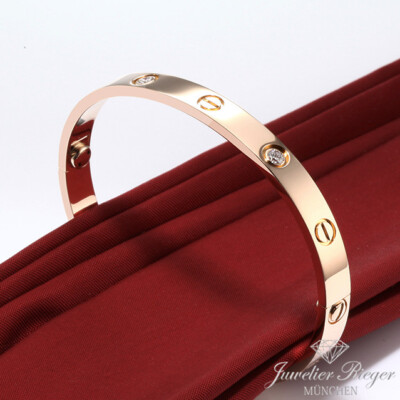 Cartier Armreif Love Rosegold 750 4 Diamanten Größe 17 2013 Gold Armband