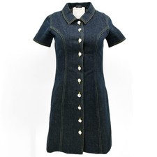 Chanel Short Sleeve Denim Dress Navy 04269 #36 161368
