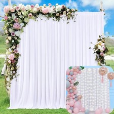 10ft x 7ft White Backdrop Curtain for Parties Wedding White Wrinkle Free Back...