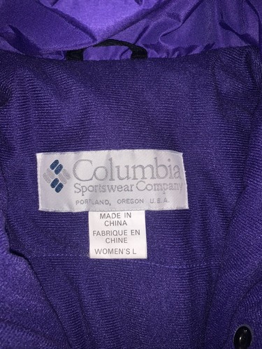 Vintage Columbia Jacket Coat Color Block Pullover Grape Hooded 90's L Unisex - Picture 10 of 12