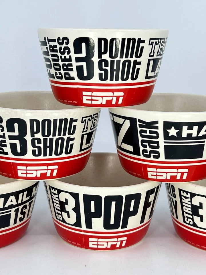 7 tigelas de cerâmica ESPN Hallmark Super Bowl tigelas de mergulho tema futebol pretzel - Imagem 4 de 4