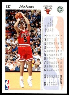 NBAカード 137枚 1992-93 Upper Deck Basketball Card John Paxson Chicago Bulls #137