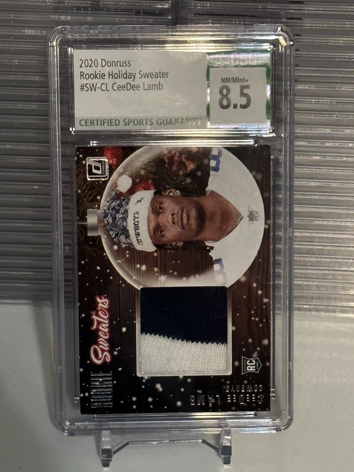 CEEDEE LAMB 2020 Donruss ROOKIE SWEATERS PATCH RC #SW-CL CSG 8.5 Rookie Card  - Image 2 of 4