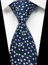 New Floral Dark Blue Green 100 Cotton Men's Tie Fashion Necktie 3.15'' 8CM 