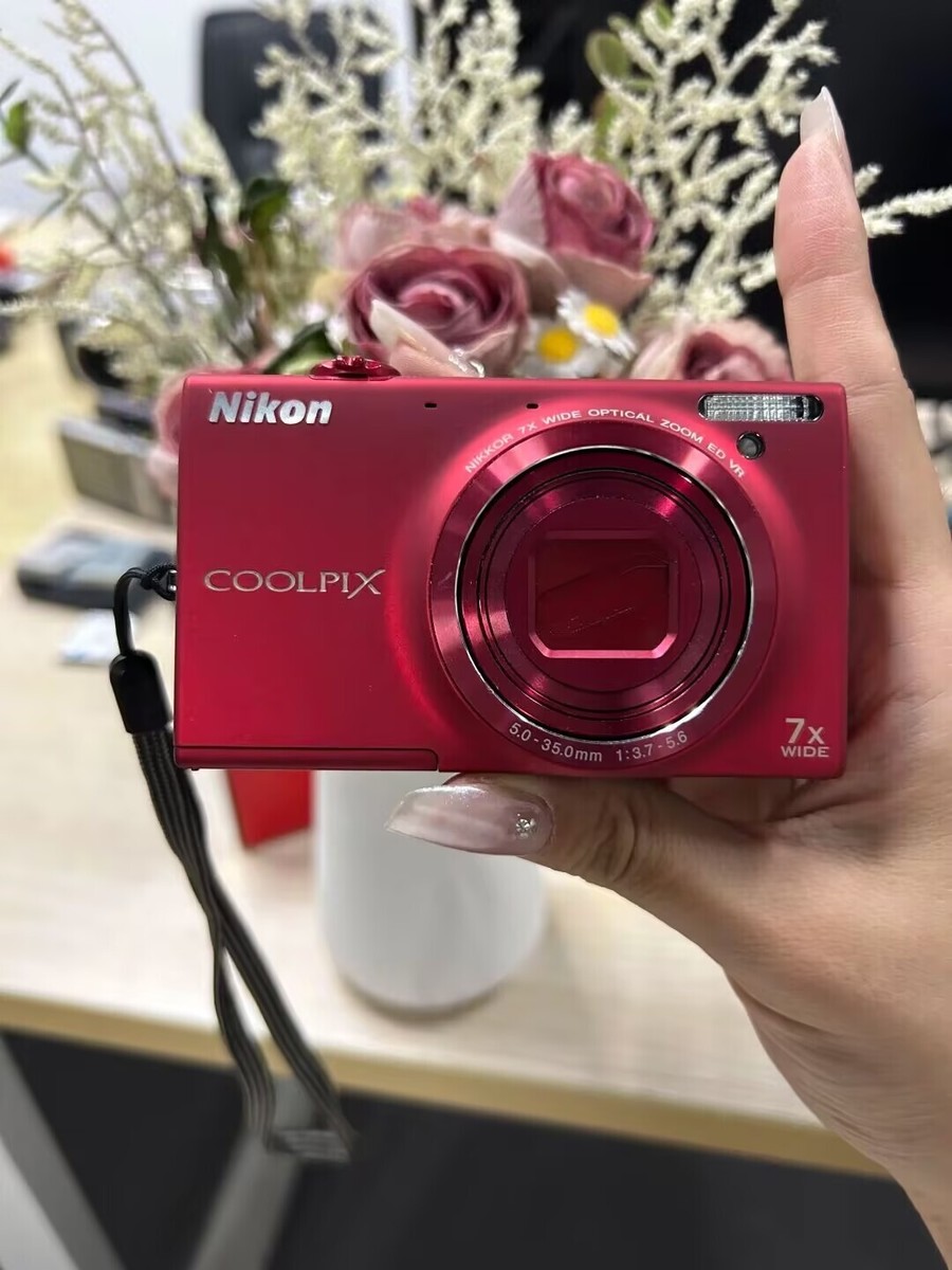 Nikon Coolpix S6100 16MP 7x Zoom Red Compact Digital Camera w