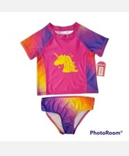 Toddler Girl 12 months Swimsuit Unicorn Pink Rashguard Set Swimwear 2 Piece