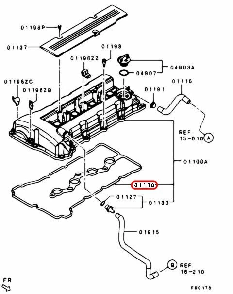 Junta de cubierta de válvula de motor Mitsubishi OEM 1035A583 para Outlander Lancer Foto 3 de 4