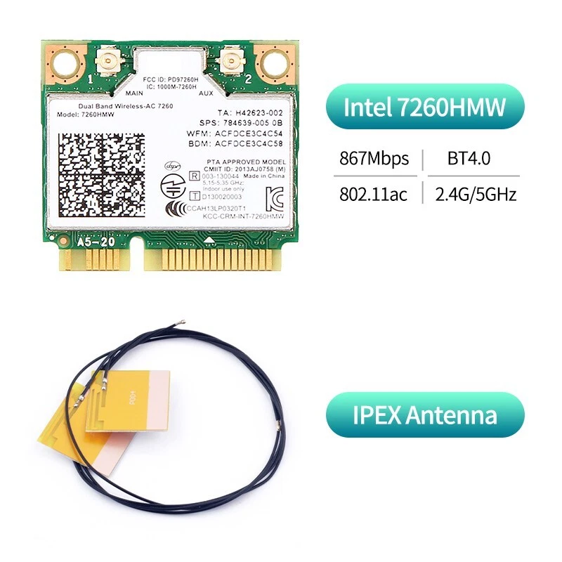 Intel Dual Band Wireless-AC 7260 2x2 Scheda di rete