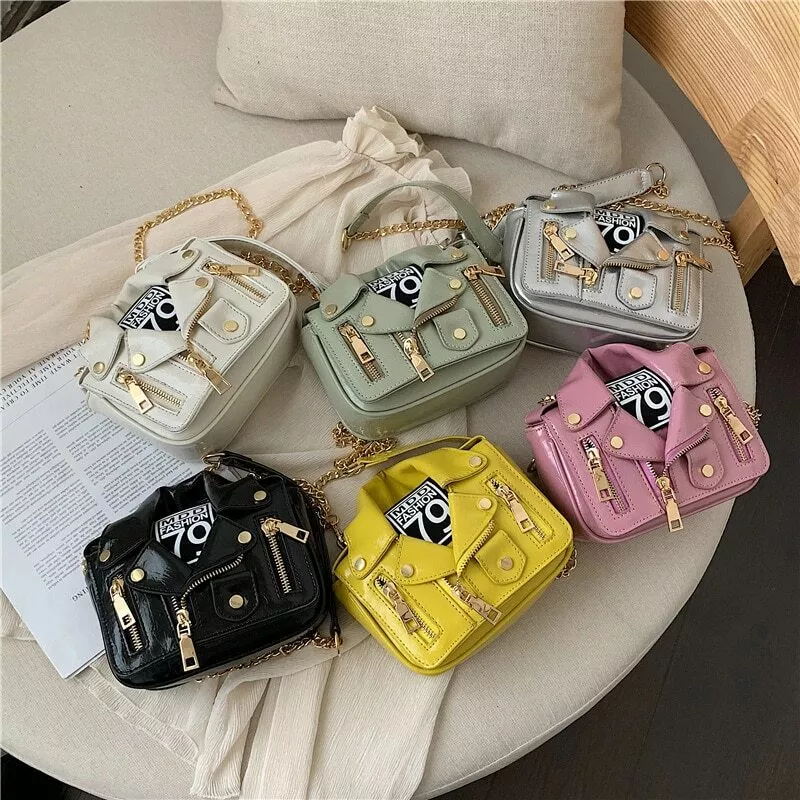 Designer European Motorcycle Bags Fashion Famous Women's Jacket Shape  Messenger Shoulder Bag Quality Ladies Luxury Handbag Bolsa