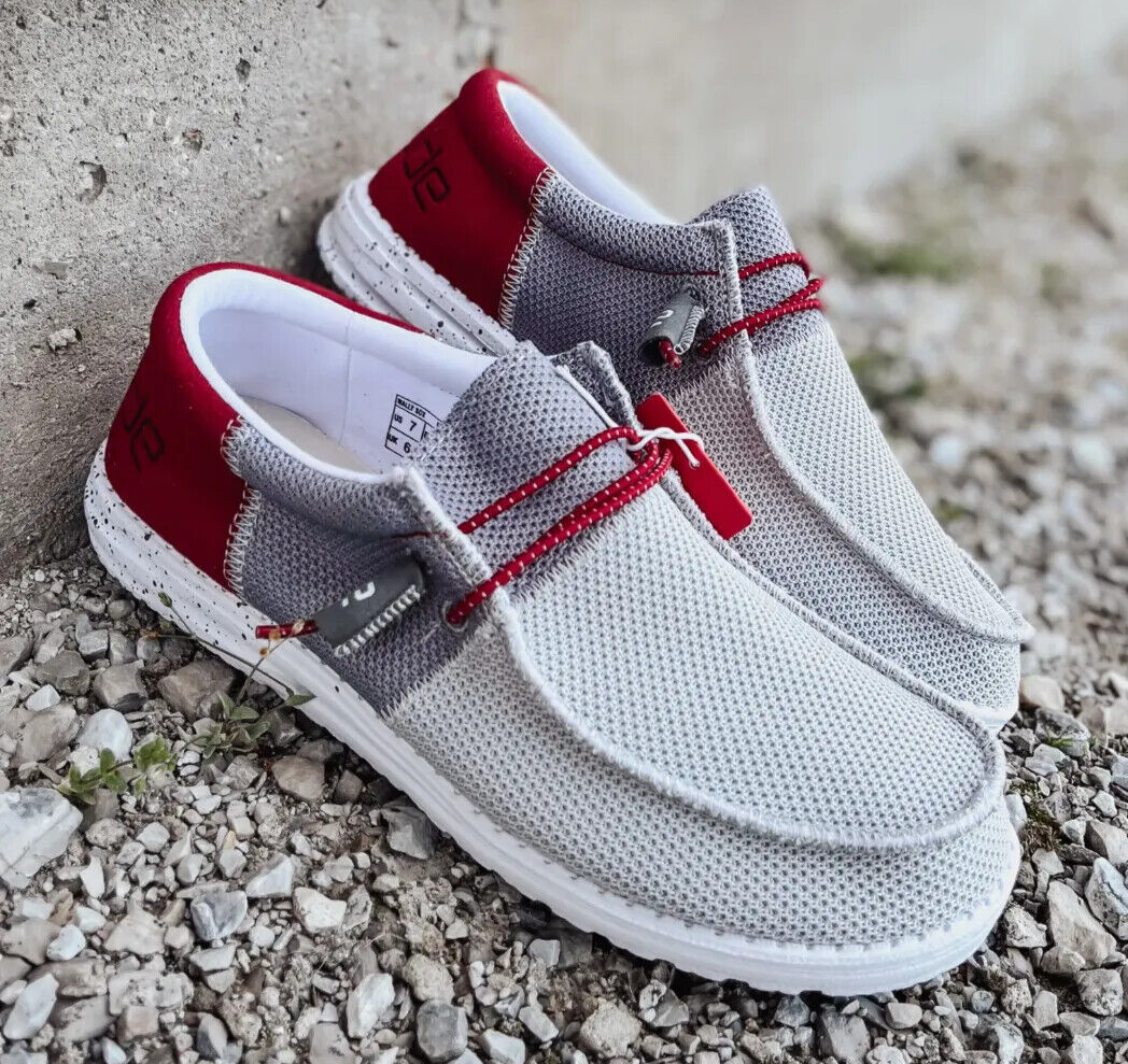 Hey Dude Wally Red Hey Dude Wally Sox Funk White, Grey, And