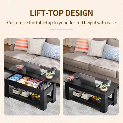 Coffee Table Lift Top Coffee Tables with Hidden Compartment and Storage Shelf - Picture 14 of 53