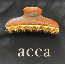 Acca Brown Marble and Gold Hair Clip M Size Plastic Metal