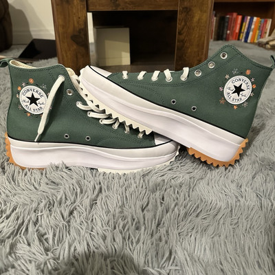 Converse Run Star Hike Platform Shoes - Women s sz 13.5 |Flowers | Green A11562C