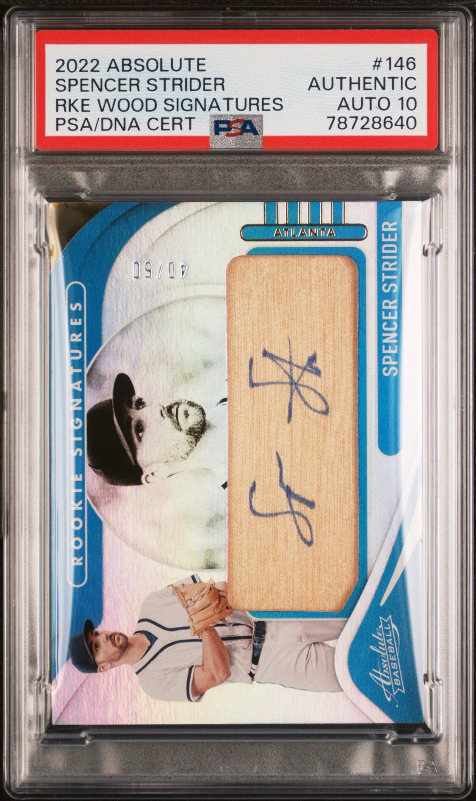 2022 PANINI ABSOLUTE #146 SPENCER STRIDER RKE WOOD SIGNATURES 40/50